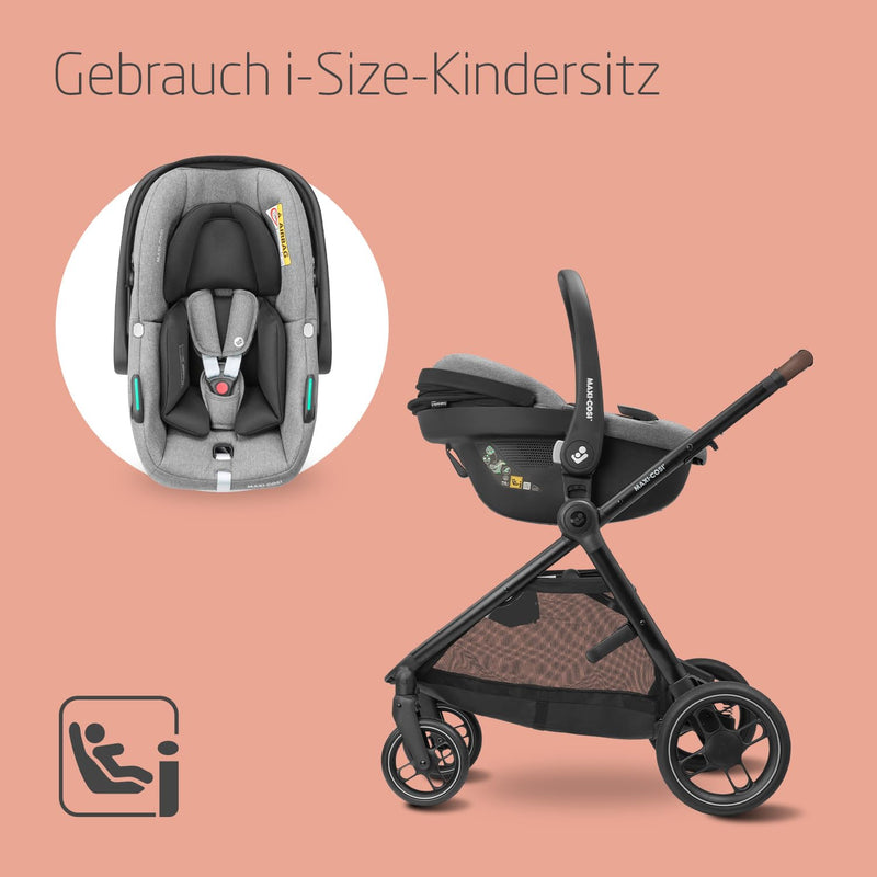 Maxi-Cosi Zelia S Trio Kinderwagen 3 in 1 Komplettset, 0-4 Jahre, bis 22 kg, Zusammenklappbar, Kompa