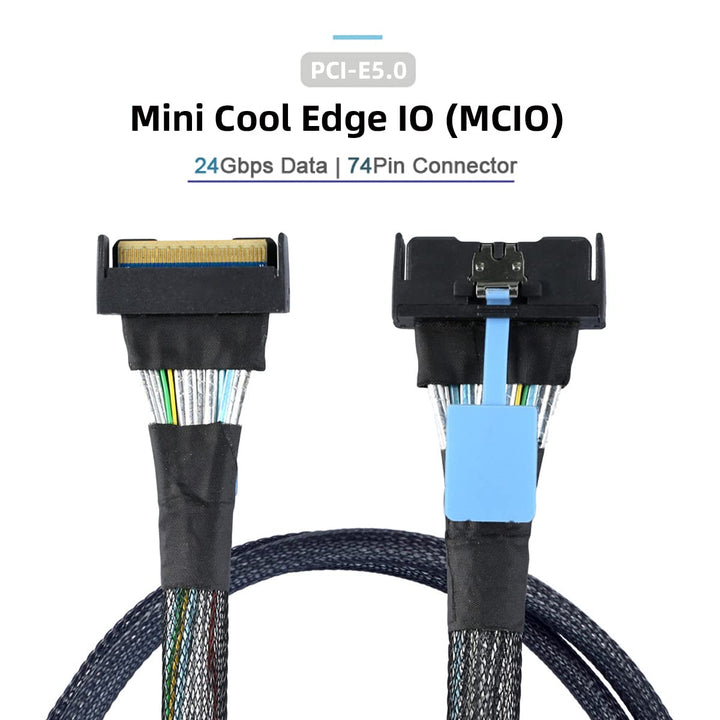 cablecc Mini Cool Edge IO MCIO STR PCI-E 5.0 SFF-8654 PCI-E Slimline SAS 8i 74Pin Stecker auf 74Pin