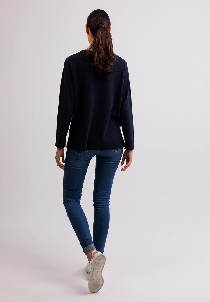 100% Kaschmir Damen Pullover mit geradem Schnitt und Seitenschlitz | Sweater V-Ausschnitt 2-fädig S