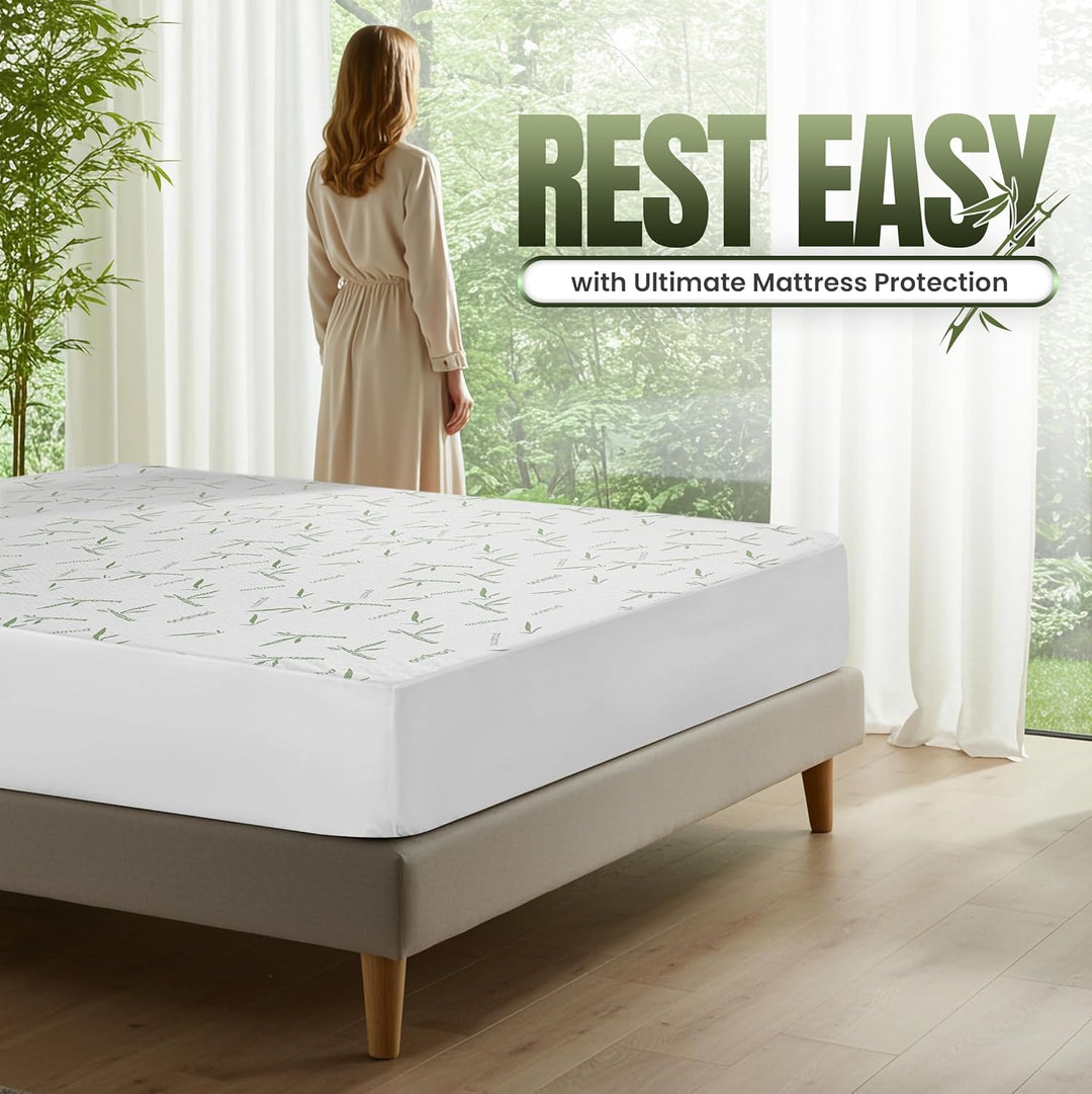 Utopia Bedding Matratzenschoner aus Bambus, hypoallergen, atmungsaktiv, kühl, ohne Vinyl Twin, USA S