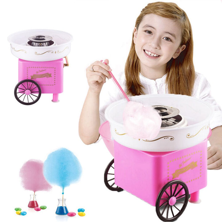 Zuckerwattemaschine für Ihr Zuhause mit 10 Zuckerwattestäbchen und Messlöffeln Retro Cotton Candy (B