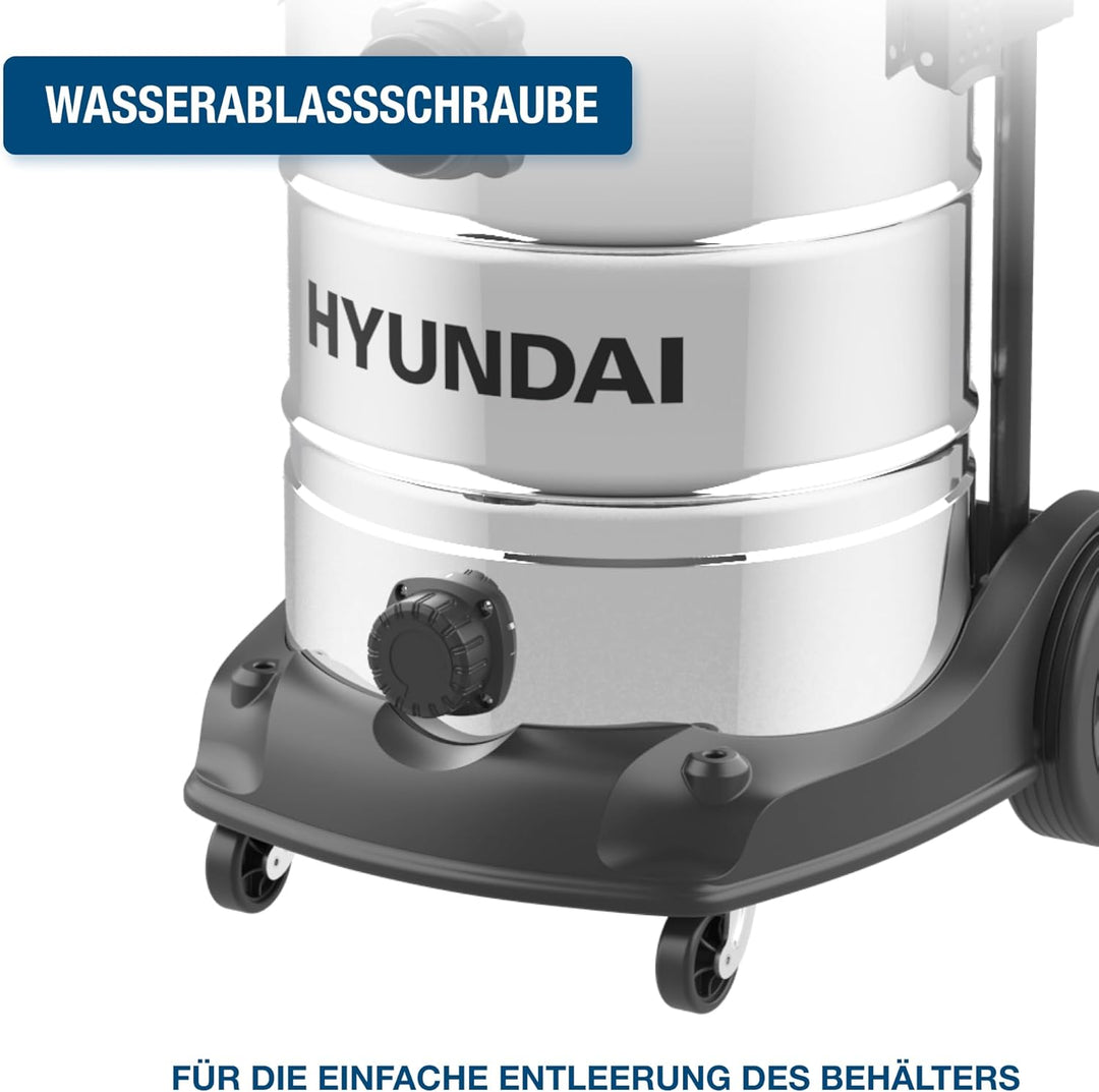 HYUNDAI Nass- / Trockensauger VCWD1630E, 1600 W, 30l Edelstahltank, Sauger mit Ausgangssteckdose, Ma