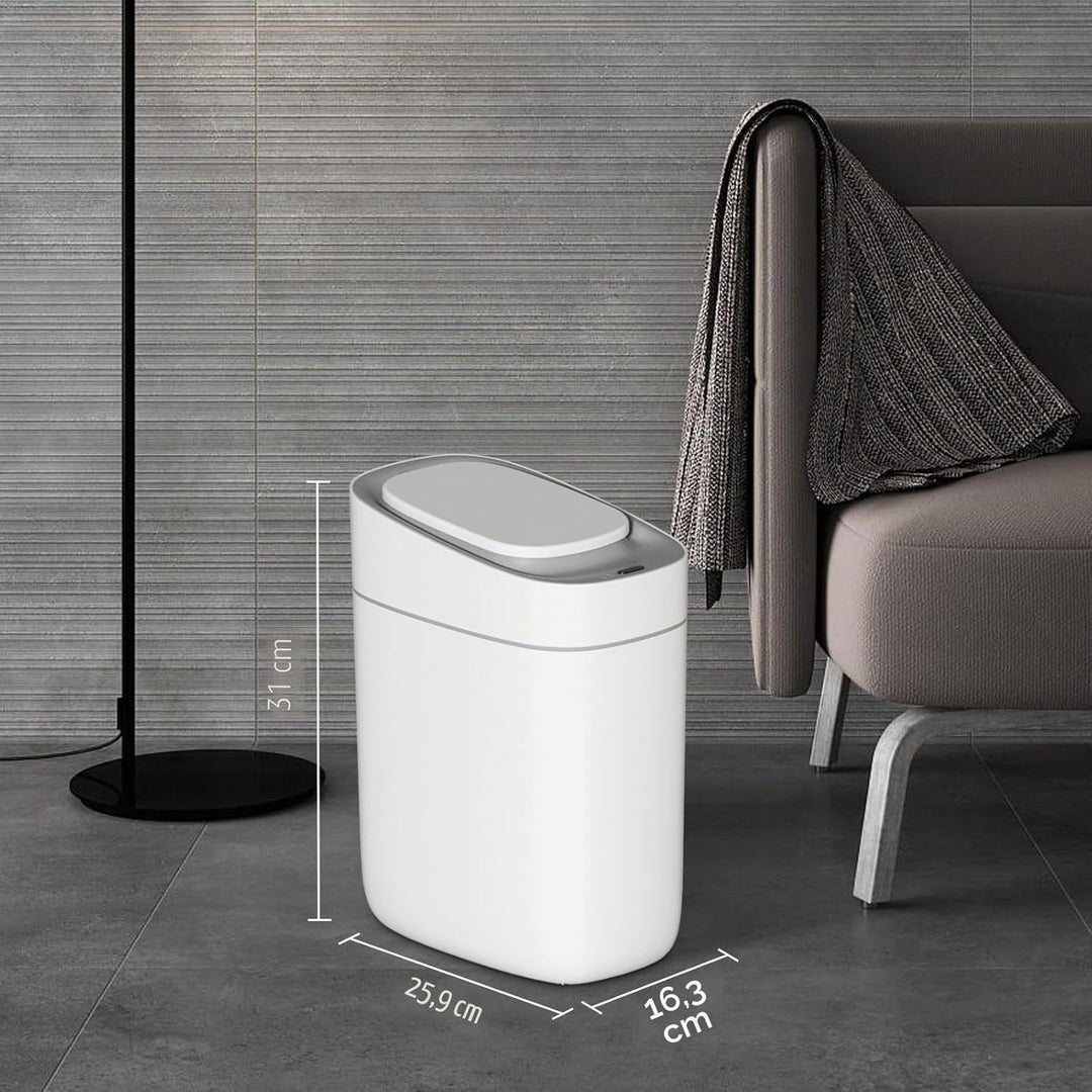 ELPHECO Automatischer Badezimmer-Mülleimer mit Deckel, Sensor, schlank, schmal, aus Kunststoff, wass