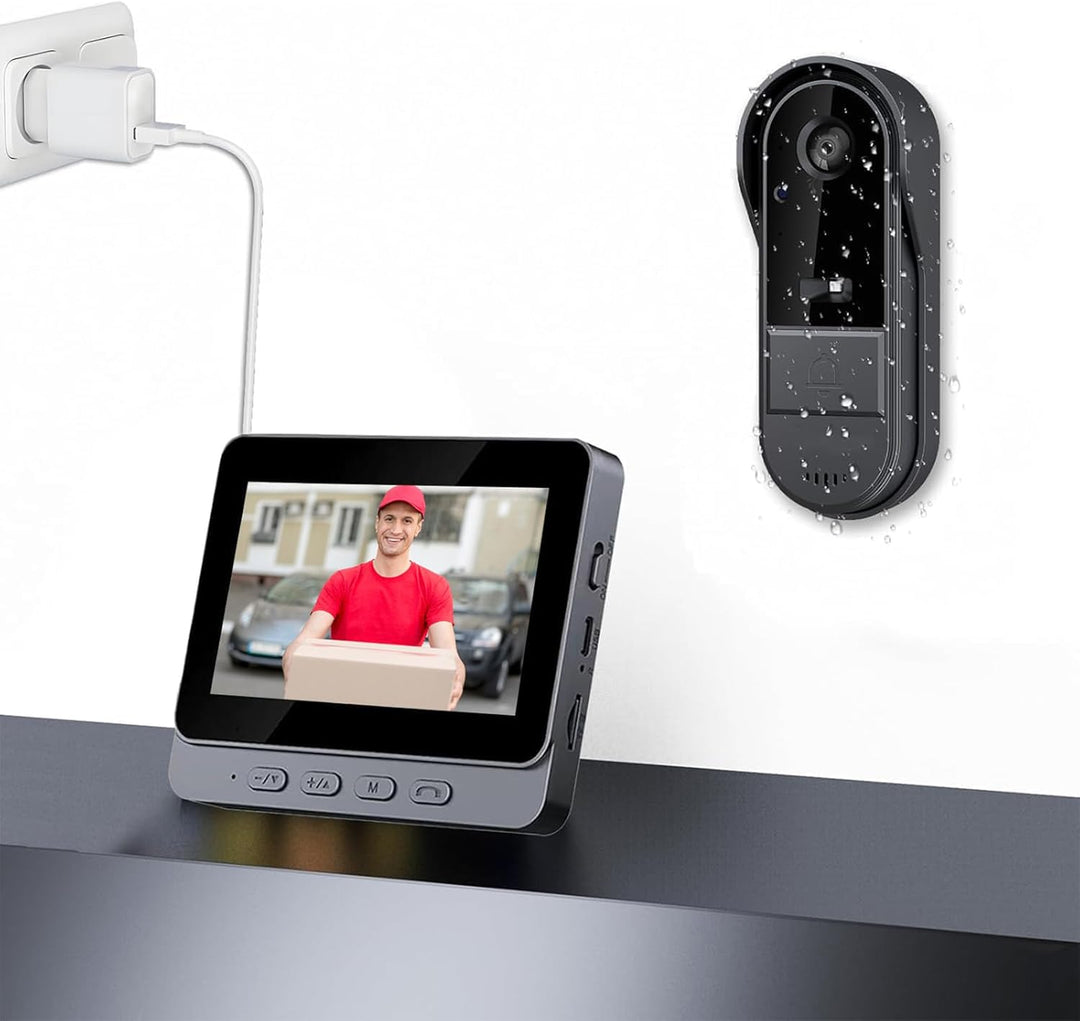 Winnes Drahtlose Türklingel mit Kamera,Video Türklingel Kabellos, Zwei-Wege-Audio, 4,3 IPS Display 1