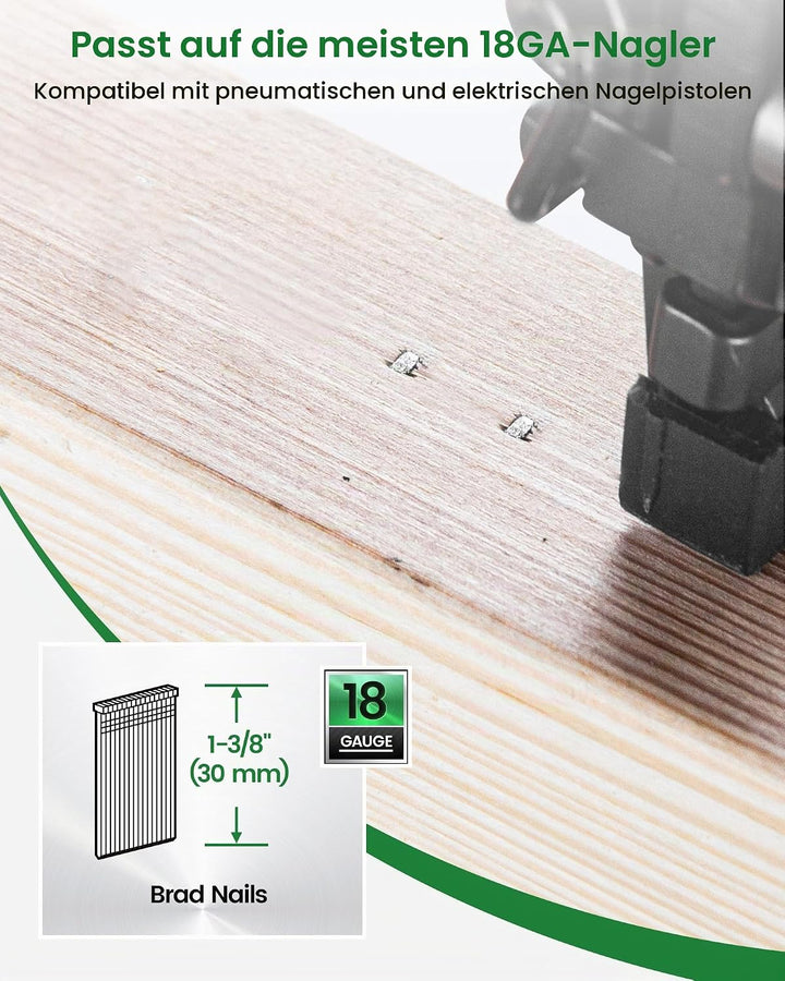 meite 18 Gauge Beinlänge 4,4 cm verzinkter Brad Nagel (5000 Stück/Box), 18GF1316, Silberfarben, full