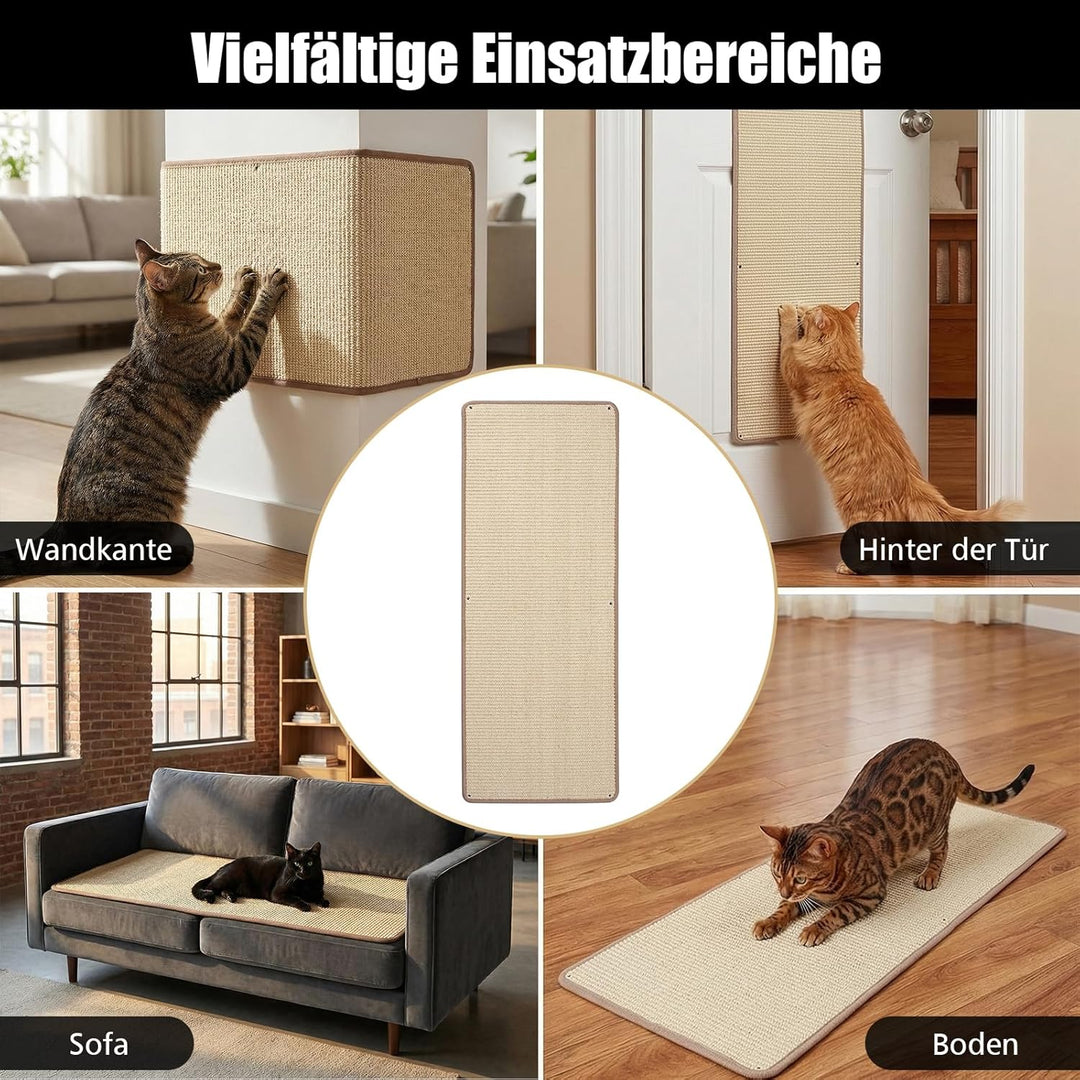 Kratzmatte Katze 40x100cm Natürlicher Sisal Teppich, Selbstklebende Kratzmatte für Katzen, Kratzschu