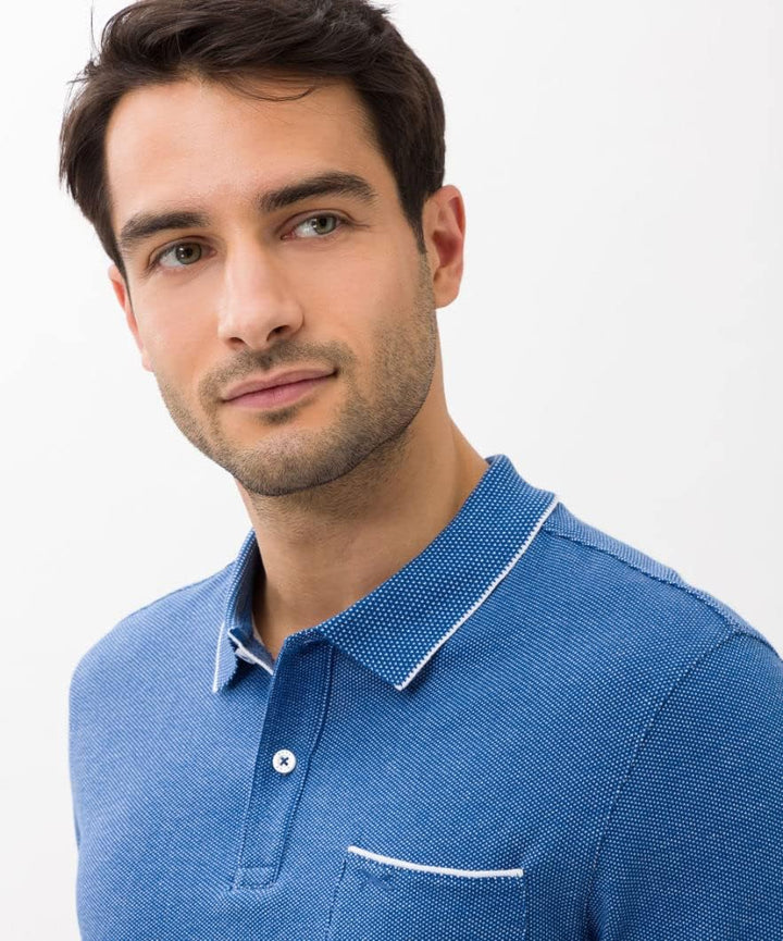 BRAX Herren Style Paddy Two Tone Piqué Poloshirt in Sportiver Optik Polohemd M Cobalt, M Cobalt