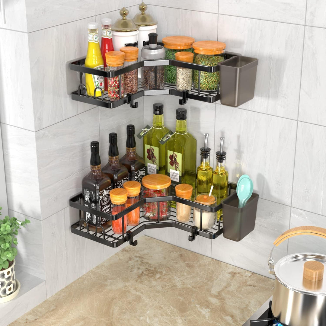 FINIBO Duschablage Ohne Bohren, 2 Stück Selbstklebend Eckregal Badezimmer Organizer, Duschregal Edel