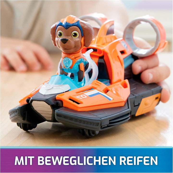 Spin Master PAW Patrol: Der Mighty Kinofilm, Superhelden-Basis-Fahrzeug von Zuma mit Welpenfigur, Sp