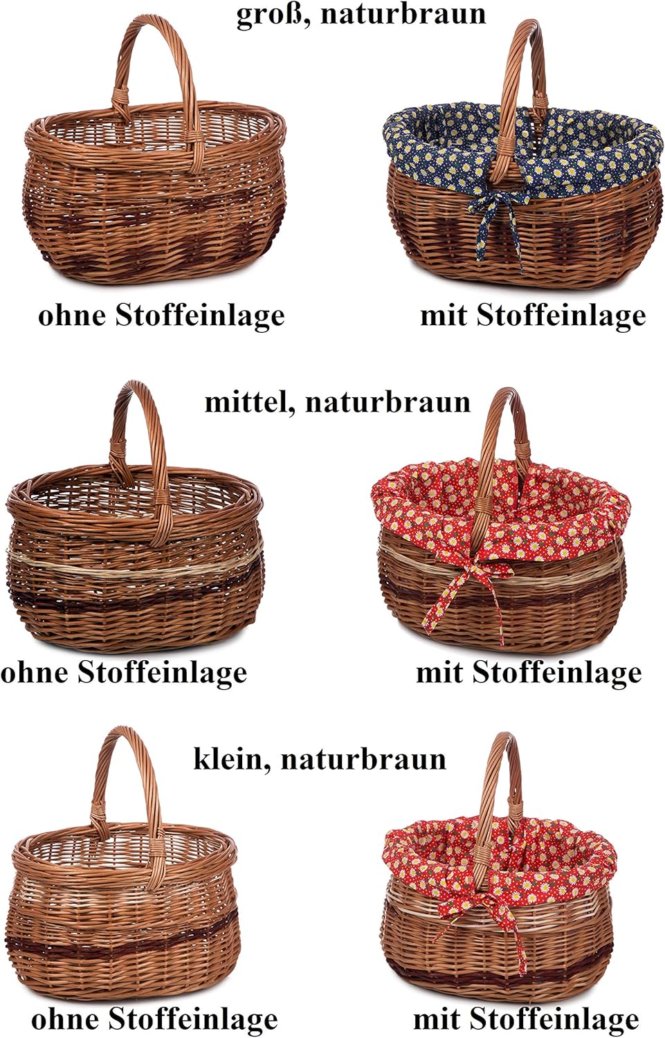 Weidenkorb Korb Einkaufskorb Autokorb Weide Auswahl Picknickkorb Pilzkorb gross