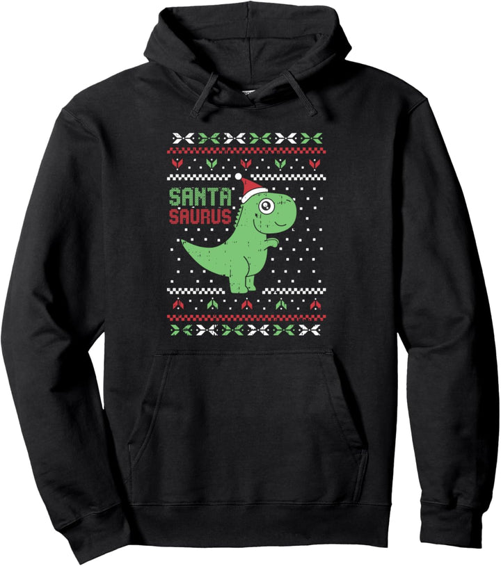 Santa-Saurus Weihnachts-Pyjama, niedlicher Dinosaurier, T-Rex Ugly X-Mas Pullover Hoodie