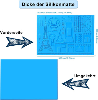 Dikale 3D Druck Stift Zeichenwerkzeug Silikonmatte Schlossmuster Blau Medium mit 1,75mm PLA Filament