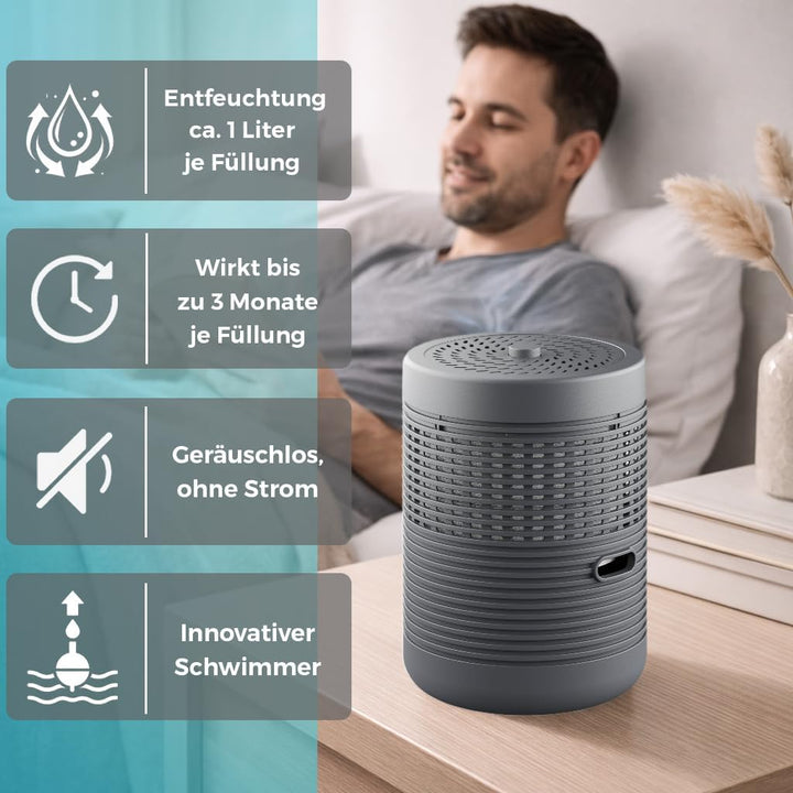 Luftentfeuchter ohne Strom 2-Pack | bis 54m² | inkl. 3-Monatsvorrat Luftentfeuchter-Granulat | 2x Ra