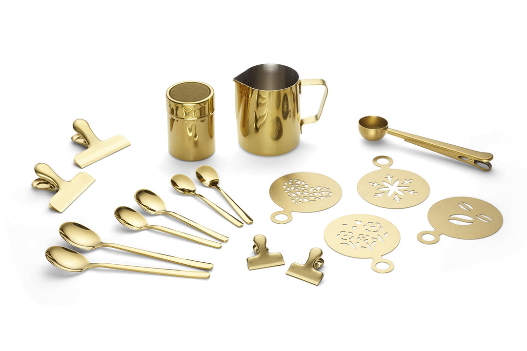 ECHTWERK Kaffeezubehör-Set, 23-tlg, Milchschaumkännchen 350 ml, Kakaostreuer, 4x Espresso-, 4x Cappu