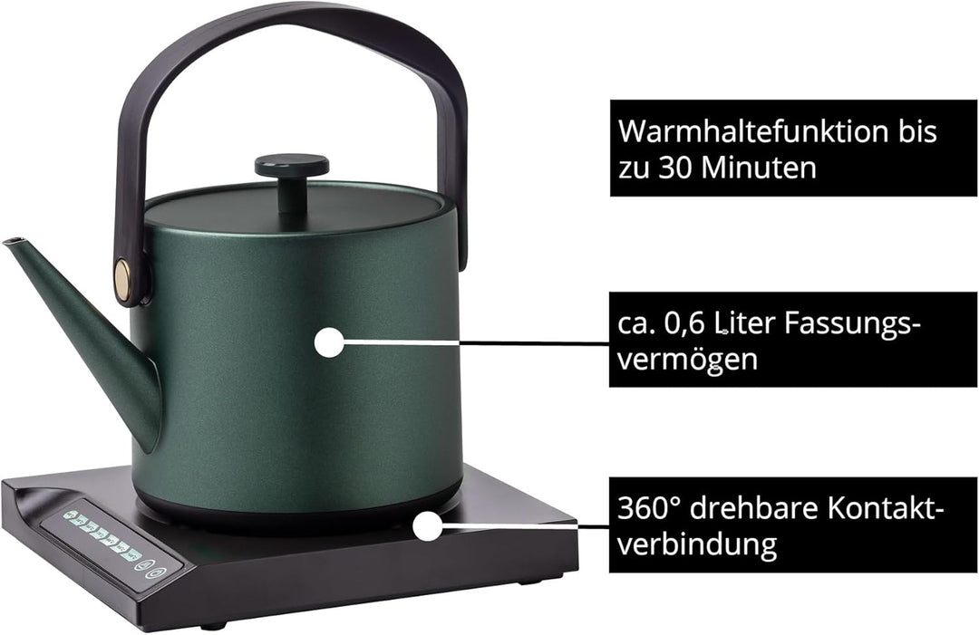 Unold 18217 Blitzkocher Jade, Wasserkocher, 1.000 W, 0,6L – 360° drehbar, mit Warmhaltefunktion, 7 w