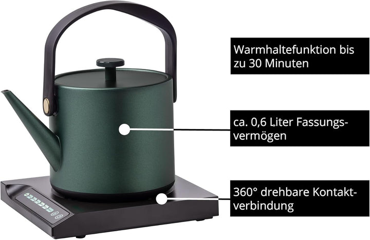 Unold 18217 Blitzkocher Jade, Wasserkocher, 1.000 W, 0,6L – 360° drehbar, mit Warmhaltefunktion, 7 w