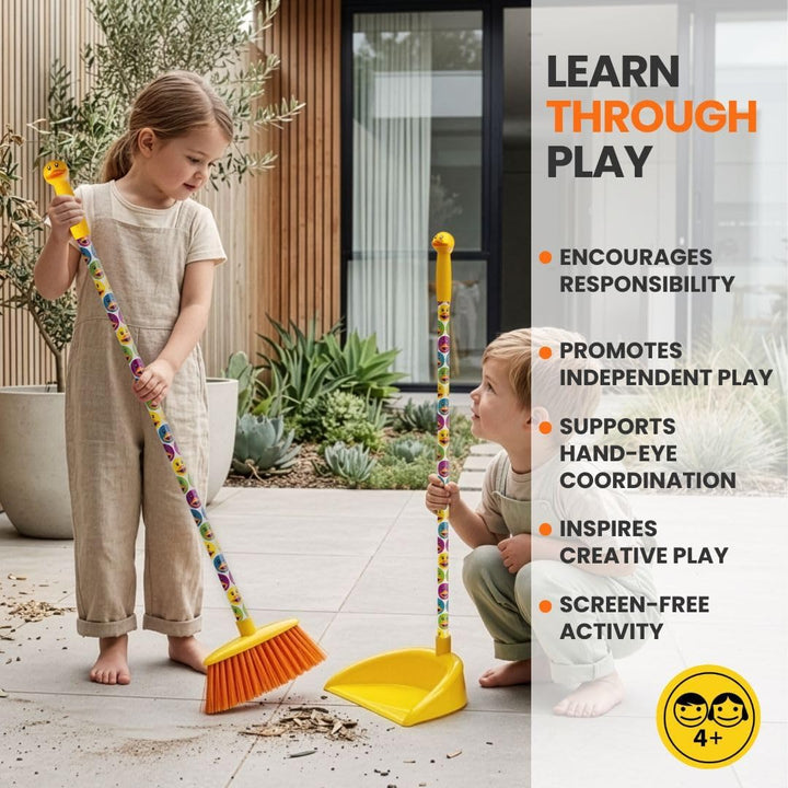 Vigar - Kids | Kehrset mit Besen und Kehrschaufel für Kinder Ducks