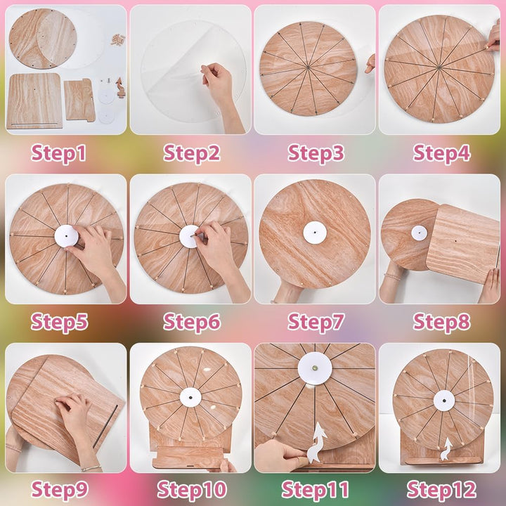 UNICRAFTALE Spinner Gewinnspiel Roulette Drehscheibe Aus Holz Aus Peru Beschreibbare Und Abwischbare