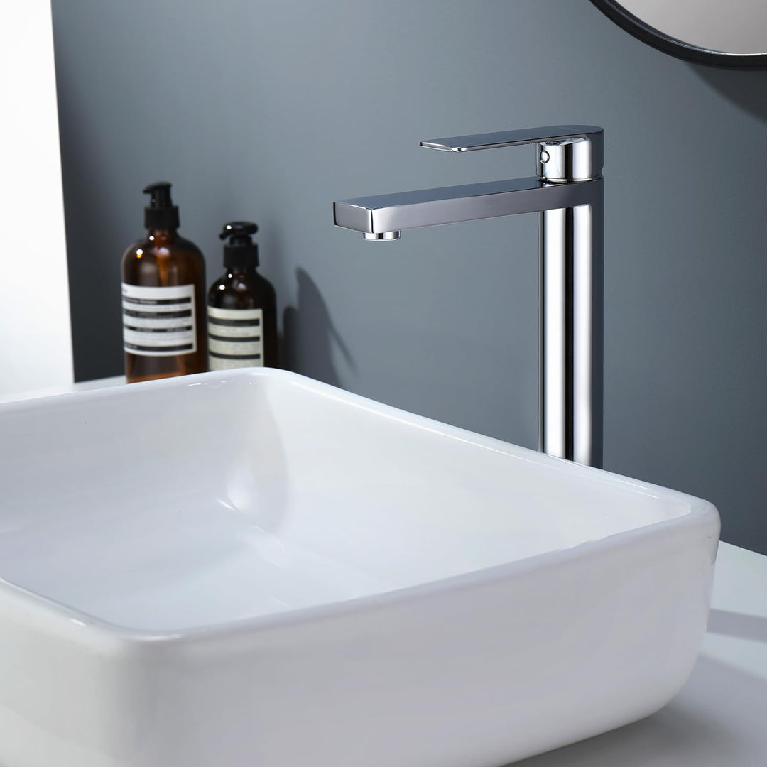 Decaura Waschtischarmatur chrom Hoch Wasserhahn Bad Badezimmer Armatur Edelstahl Einhebelmischer Mis