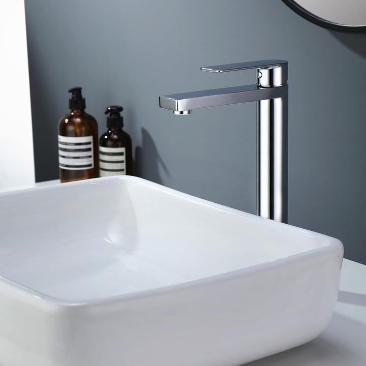 Decaura Waschtischarmatur chrom Hoch Wasserhahn Bad Badezimmer Armatur Edelstahl Einhebelmischer Mis