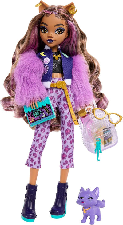 Monster High Clawdeen Wolf-Puppe mit Hund Crescent und Accessoires wie Rucksack & Cleo de Nile Puppe