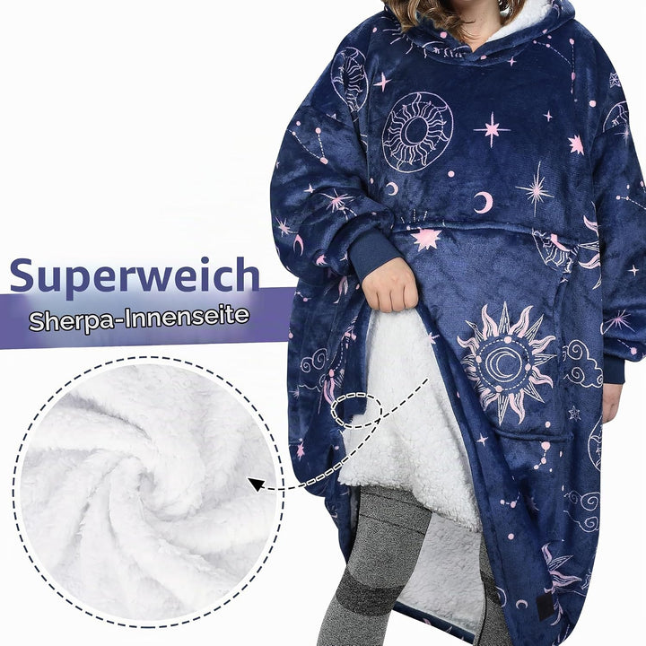 Catalonia Classy Extra Lange Sherpa Hoodie Decke, Flauschige Übergrosse Kuscheldecke mit Ärmeln und