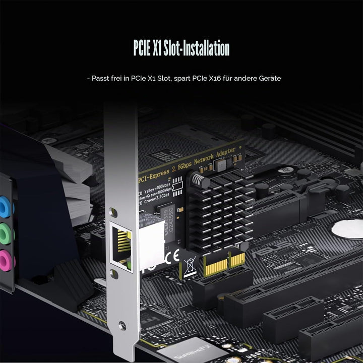 GLOTRENDS LE8105 2.5Gbps PCIe Ethernet Netzwerkkarte, RTL8125BG Chip, RJ45 LAN Port, PCIe X1 Install