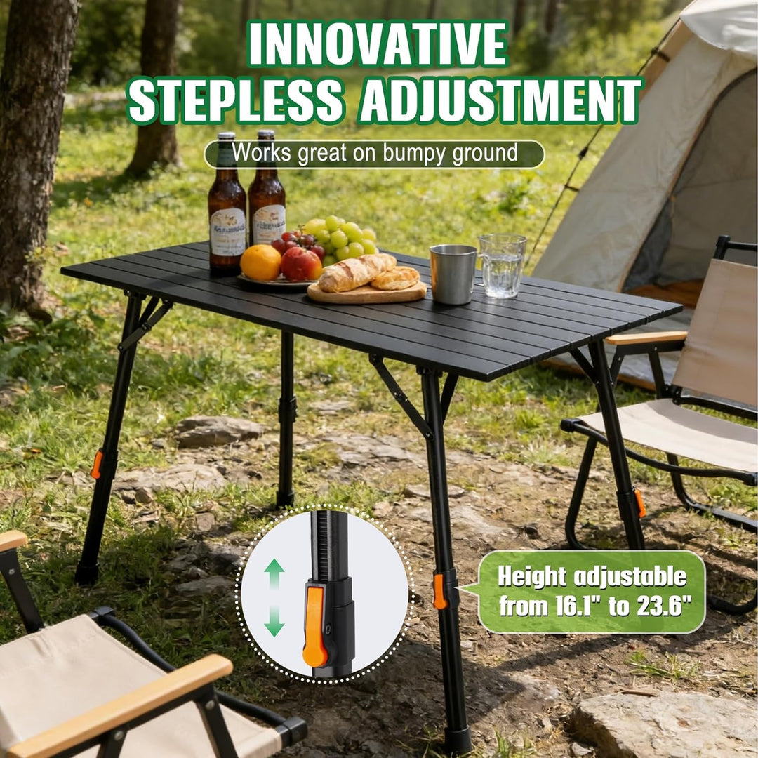 Campingtisch klappbar stufenlose Höhenverstellung Klapptisch ohne Installation Tischplatte Aluminium