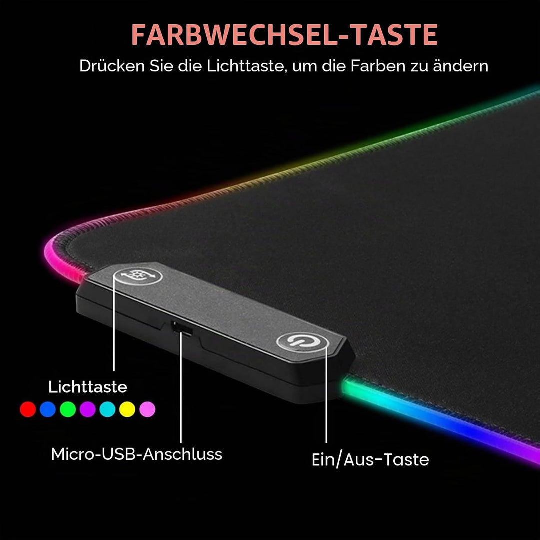 THE G-LAB Pad Rubidum – Gaming-Mauspad RGB – Gaming-Mauspad XXL – LED-Hintergrundbeleuchtung – Feuch