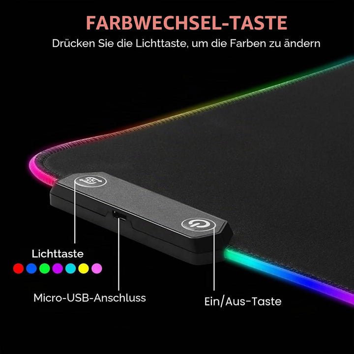 THE G-LAB Pad Rubidum – Gaming-Mauspad RGB – Gaming-Mauspad XXL – LED-Hintergrundbeleuchtung – Feuch