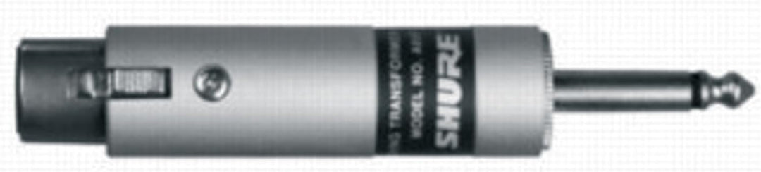 Shure A85F Mikrofonüberträger Low Z Buchse XLR auf High Z 1/4 Zoll Telefonstecker Einzelbett, Low Z