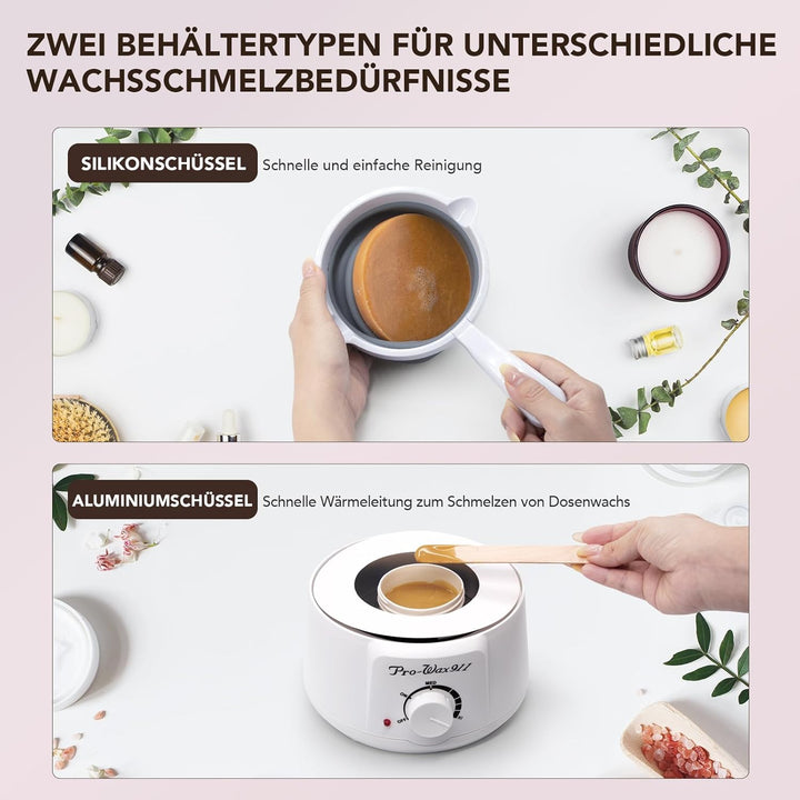 Waxing set, Professionell Wachswärmer Wachs Haarentfernung mit 500g Wax Warmer mit Wachsperlen, Waxi