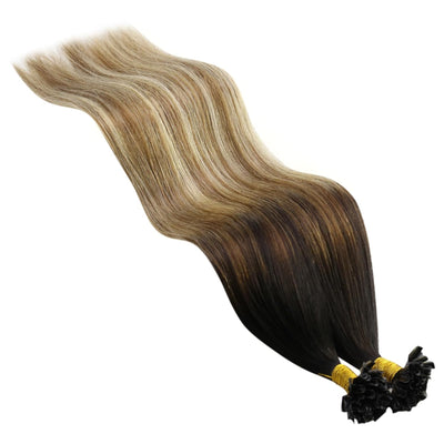 YoungSee Extensions Echthaar Bondings Balayage Bonding Extensions Echthaar Braun Blond Balayage Bond