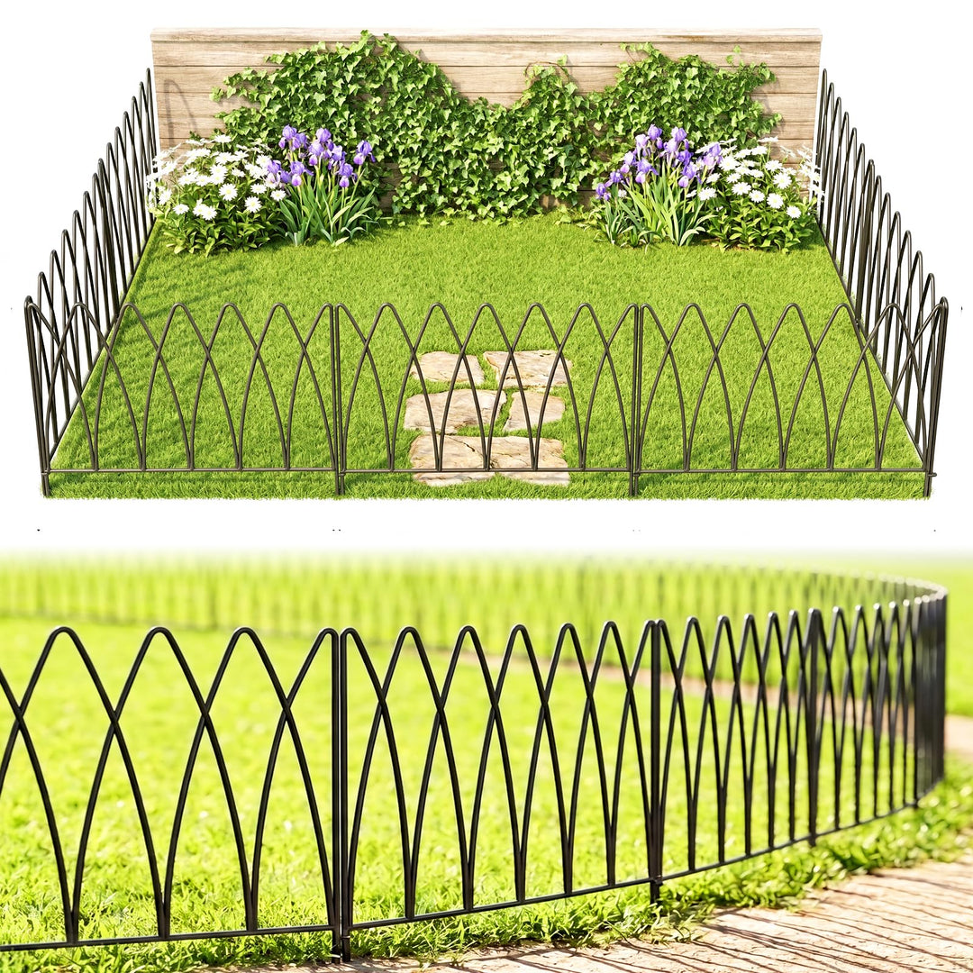 Thealyn Dekorative Metall Gartenzaun 45cm (H) x 2.25m (L) Metall Grenze Folding Fence No Dig Fence L