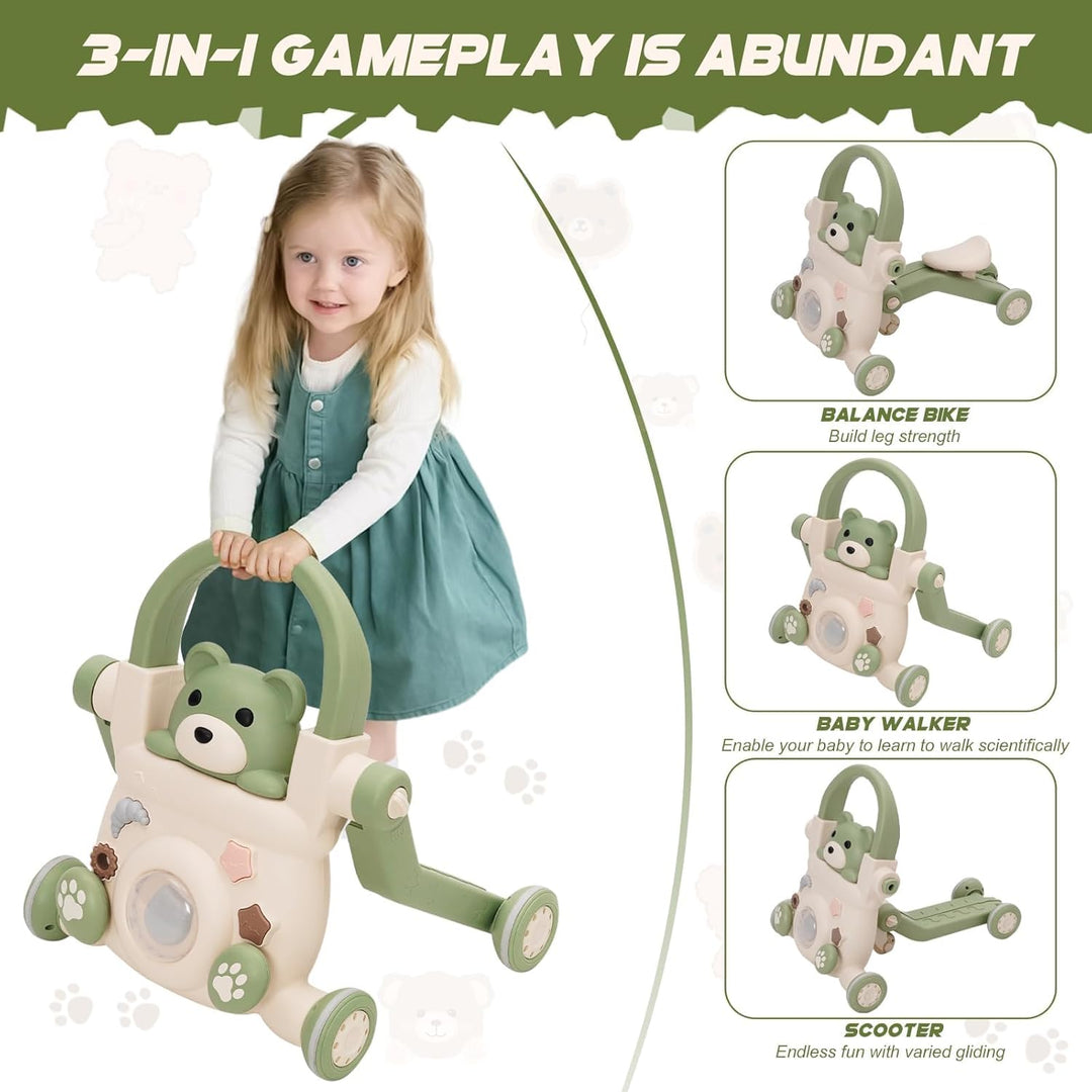 Baby Lauflernwagen 3 in1,mit Lichtern, Musik und Spielzeug,Regulierbarer Geschwindigkeit Baby Walker