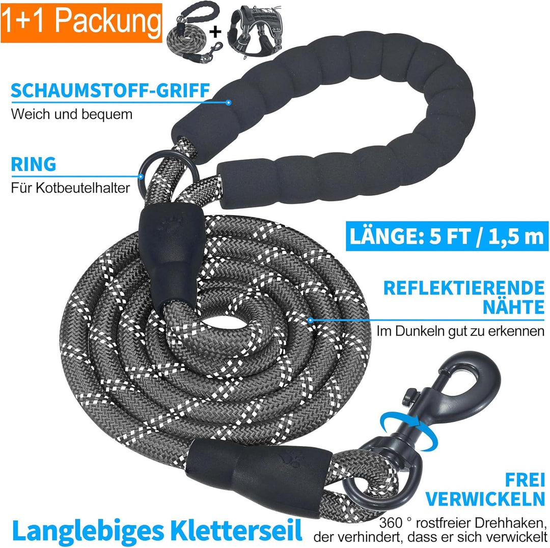 Haapaw Heavy Duty Taktisches Hundegeschirr für mittelgrosse Hunde, kein Zug Verstellbares Haustierge
