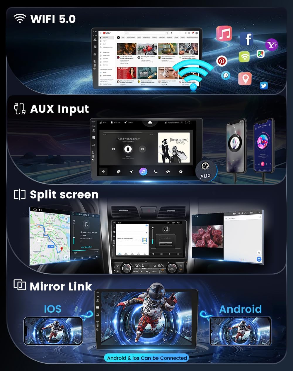 9 Zoll Android 12 Autoradio für Hyundai I30 2006–2011, GPS-frei, 2 Din Rückfahrkamera, Carplay, DSP-