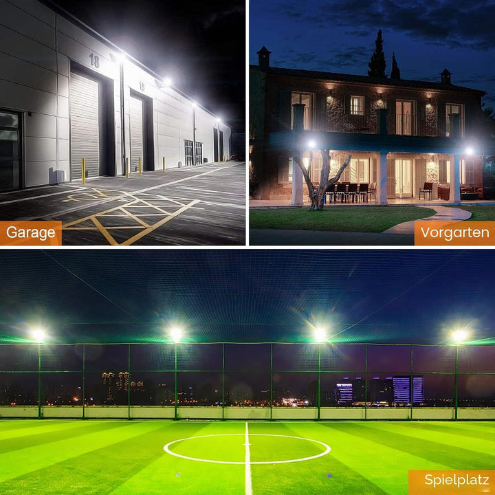 Indmird LED Strahler Aussen 100W, 2 Stücke Superhell 10000LM LED Fluter 6500K Kaltweiss LED Scheinwe