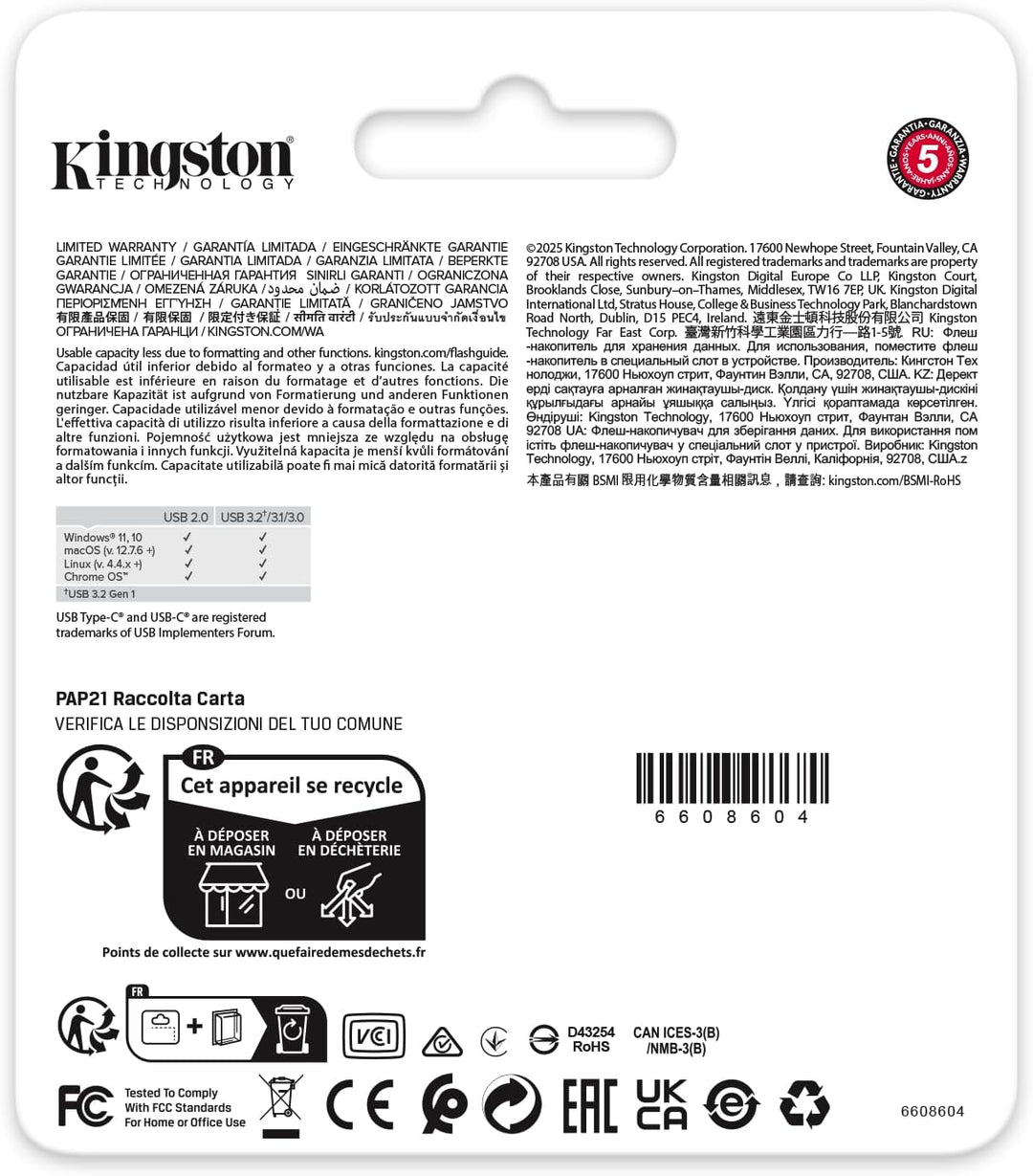 Kingston DataTraveler Duo USB-Flashspeicher 256GB USB-A + C 3.2 DuoG2 - DTDEG2/256GB, 256GB