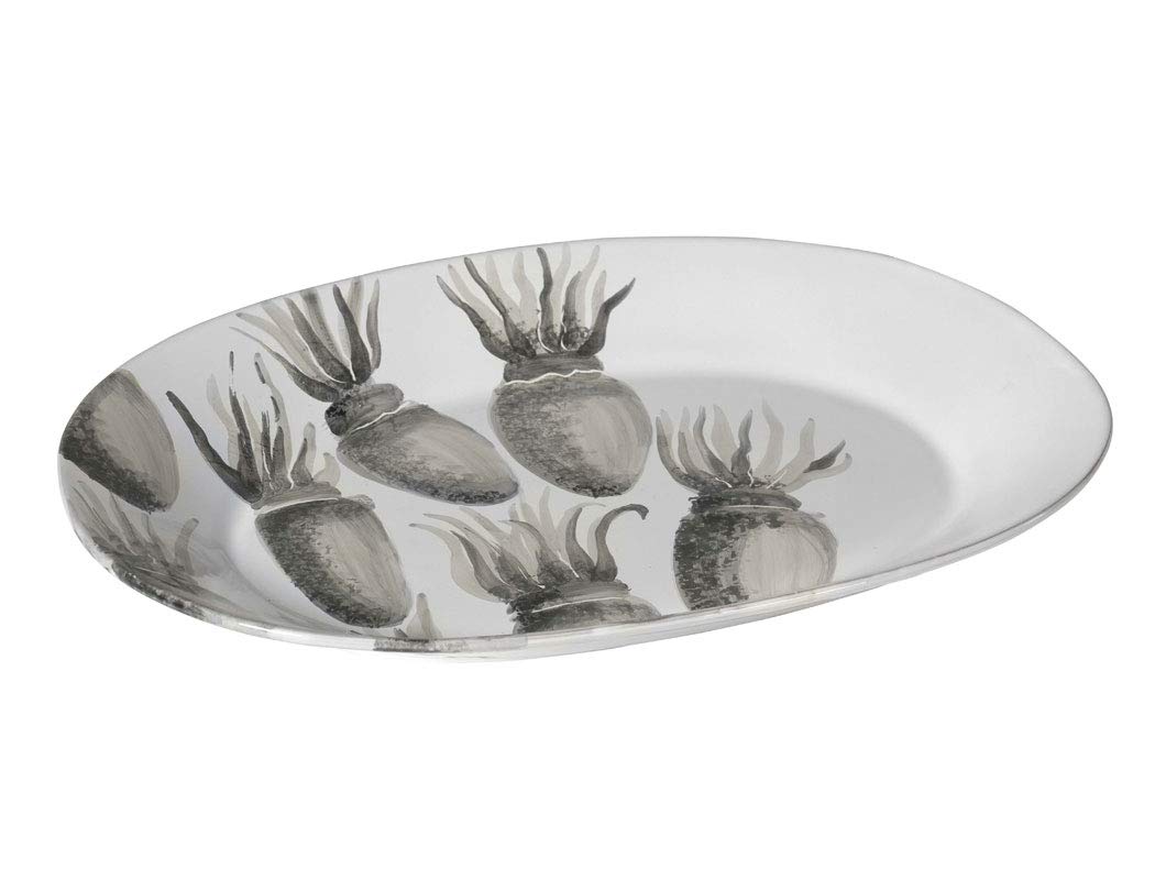 Virginia Casa grosse Servierplatte Marina SEPPIE Sepien 50x34cm weiss grau Keramik