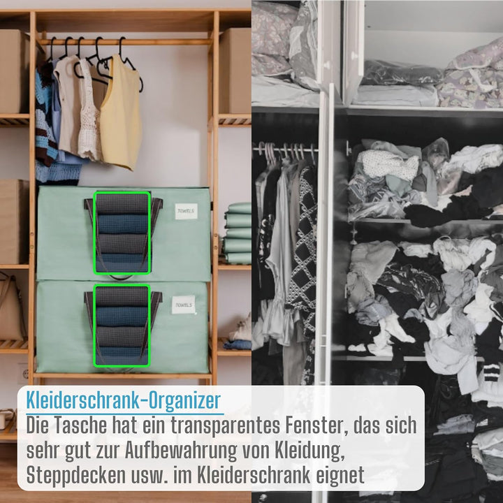 VENO 10er-Pack Umzugstaschen XXL(87 Liter) mit Sichtfenster, Faltbare Aufbewahrungstasche, Starke Gr
