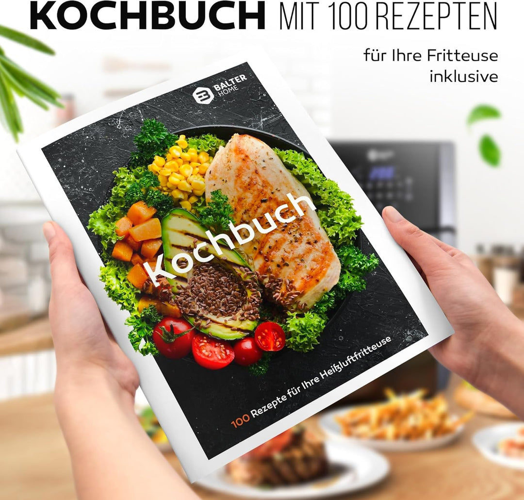 Balter Heissluftfritteuse HL-1200-BL, 12 Liter, Friteuse, LED Touchscreen, 10 Programme, Dörrautomat