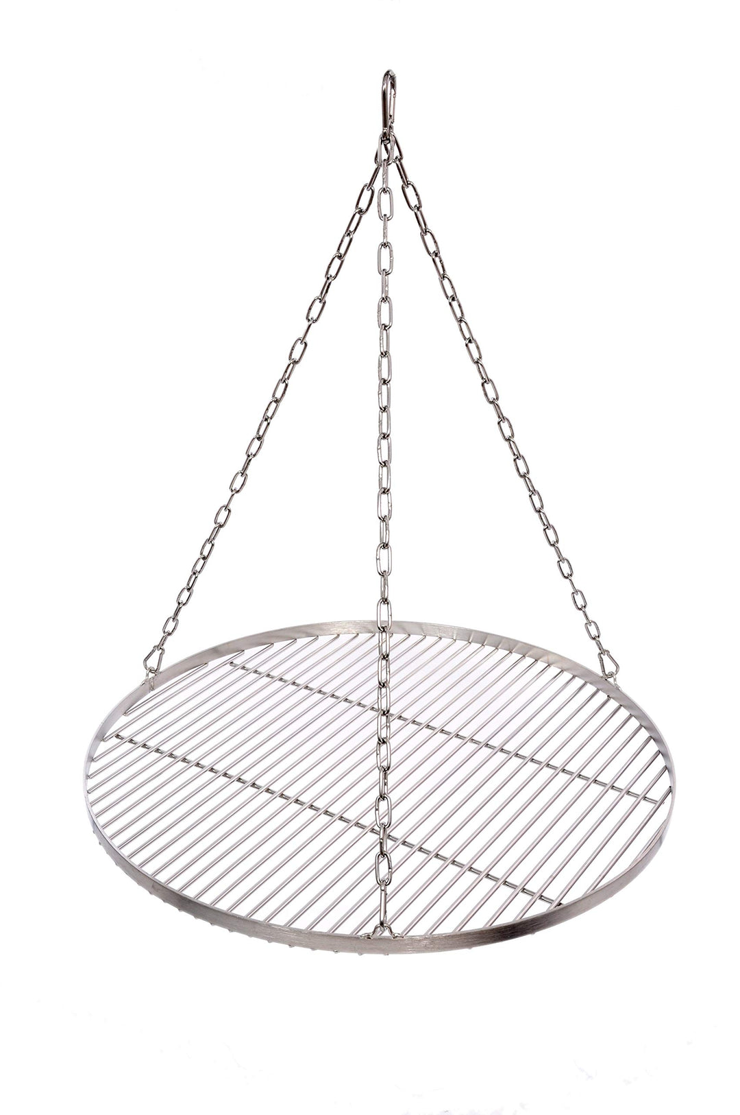 Massives Grillrost Ø 70 cm mit Kette Edelstahl 6 mm Grillstabdicke Stababstand 14 mm für Schwenkgril
