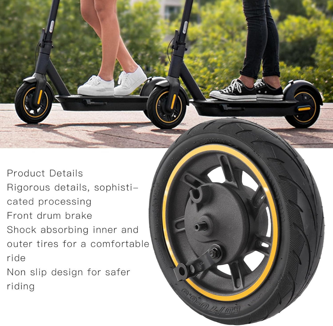 Hominas Elektroroller Vorderrad mit Trommelbremse für Ninebot Max G30, 10 Zoll 60/70-6,5 Vollgummire