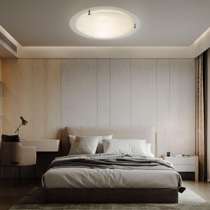 LED Deckenleuchte TRINDADE, rund, Glas mit Struktur, Spiegel