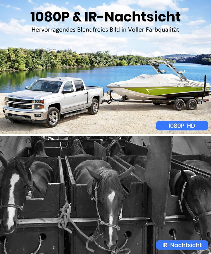 AUTO-VOX Rückfahrkamera Kabellose Solar Magnetisch: 1 Min Einfache Installation, Super-IR-Nachtsicht