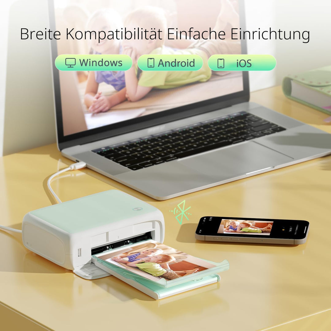 YOTON Fotodrucker für Smartphone, Mobiler Drucker mit 54 Stück Fotopapier (4"x6"), Unterstützt Auswe
