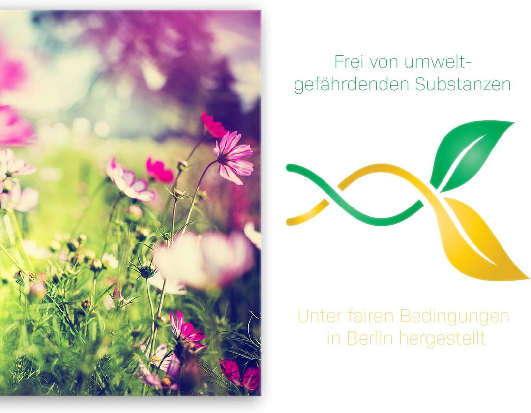 ge Bildet Bild auf Leinwand | Frühling - blumen natur Wiese rosa pink bunt L in 70x50 cm als Wandbil