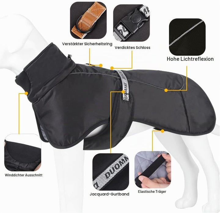Hundemäntel Wasserdicht Winddicht Warm Winter Sicher mit Gewinde Reflektierende Streifen Jacke für M