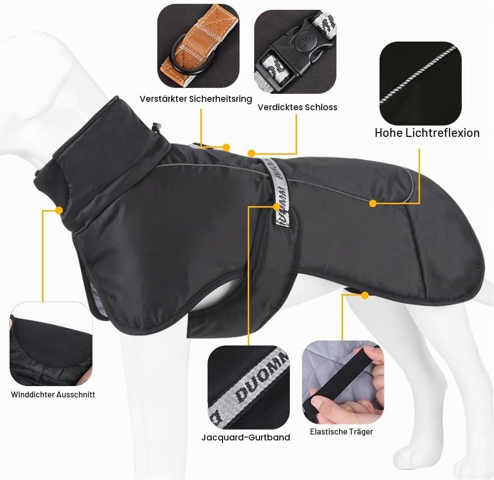 Hundemäntel Wasserdicht Winddicht Warm Winter Sicher mit Gewinde Reflektierende Streifen Jacke für M